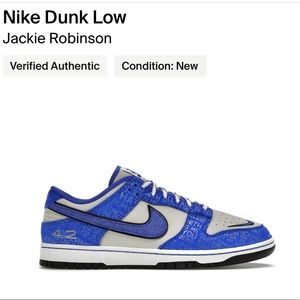 Mens Nike Dunks Low Size 7 Racer Blue and Coconut Milk Jackie Robinson